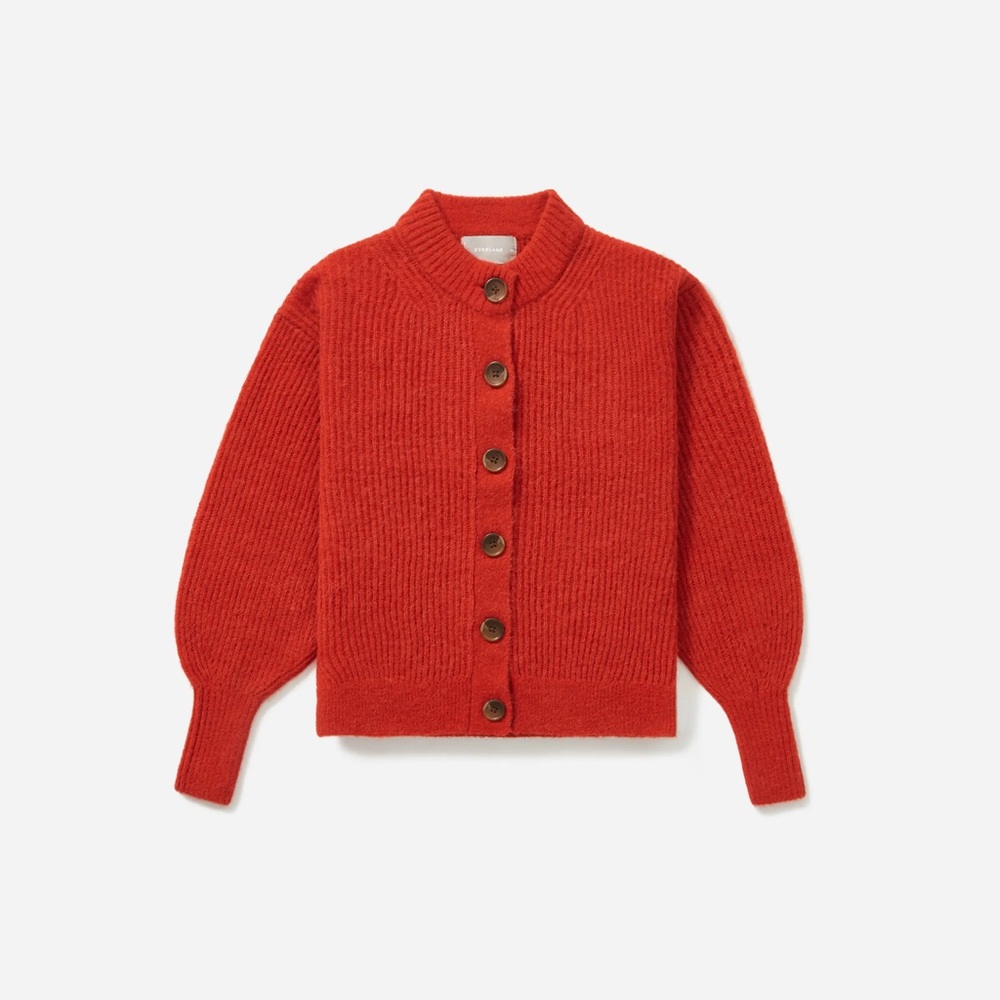 Red Everlane Cropped Alpaca Cardigan